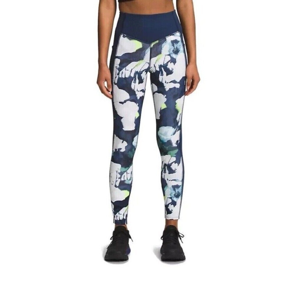 The North Face Dune Sky Pocket Tights Women’s XS  Goblin Blue Print UPF 40+